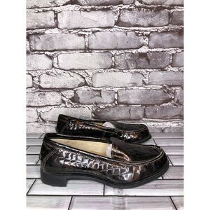 Sebago Cami Brown Patent Leather Croc Embossed Heel Loafers Women’s 7M US/37.5EU